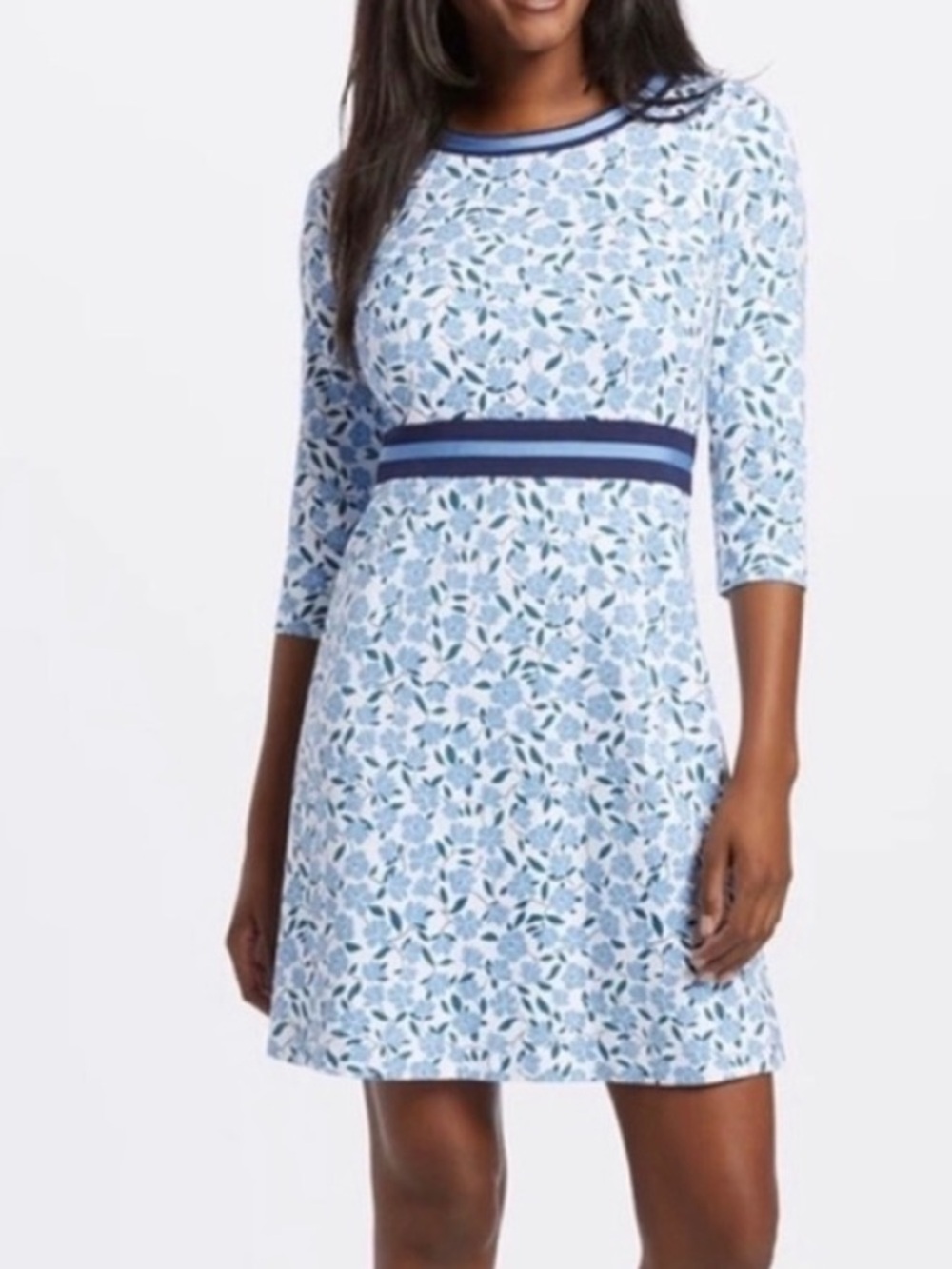 Draper James Persley Ponte Dress in Blue Magnolia Vines Sz M NWT